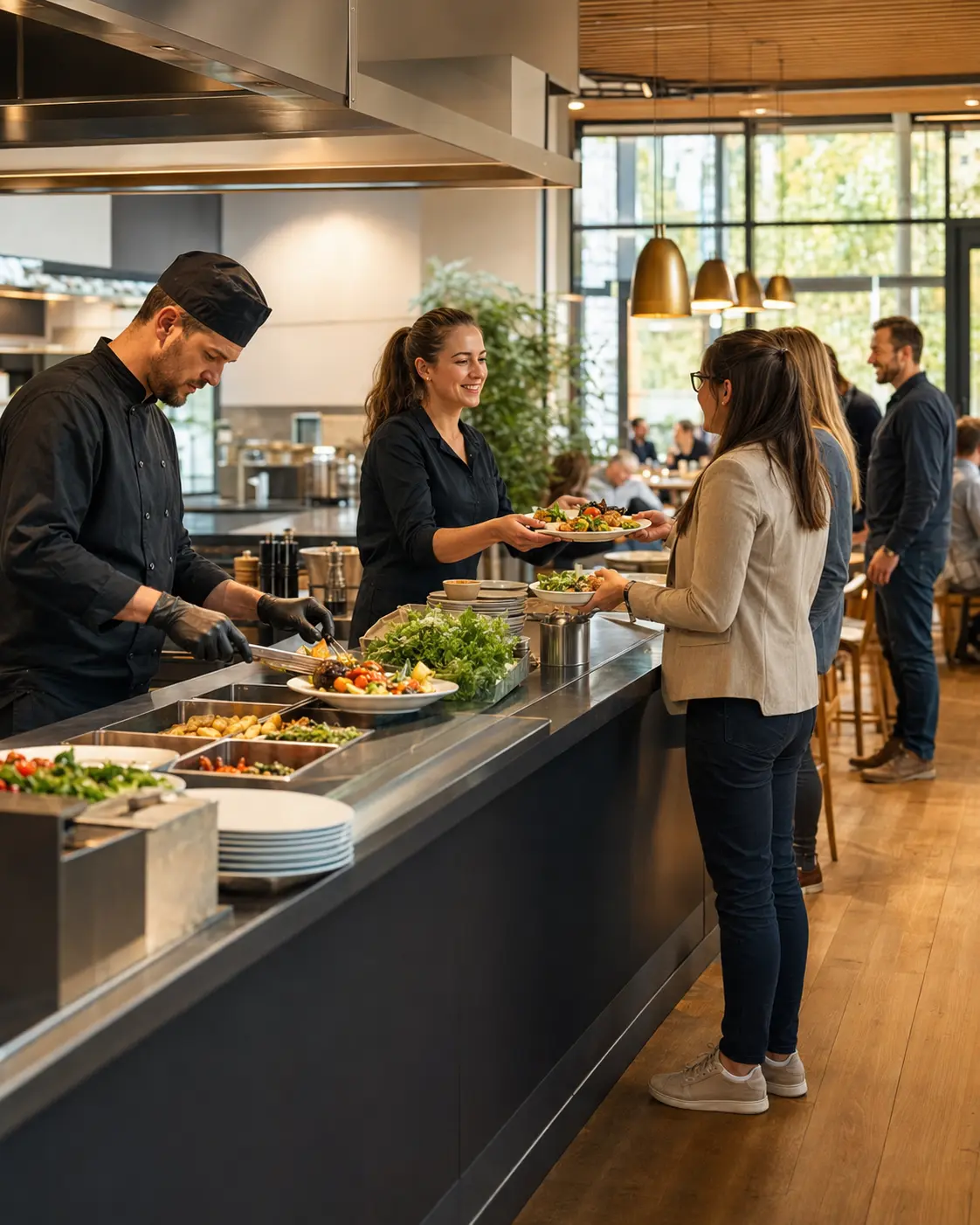 Mitarbeiterrestaurant mit frischer Speisenausgabe und persönlichem Service